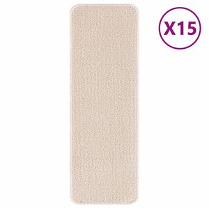 vidaXL Antislip kāpņu paklāji 15 gab. 60 x 25 cm Krēmkrāsa PP