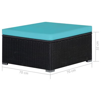 vidaXL deviņdaļīgs atpūtas mēbeļu komplekts ar matračiem, PE, zils