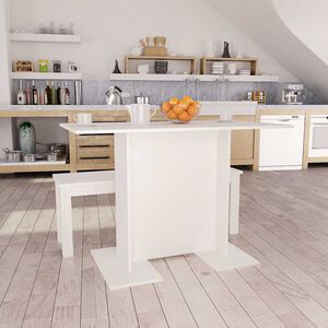 vidaXL virtuves galds, 110x60x75 cm, balts, inženierijas koks