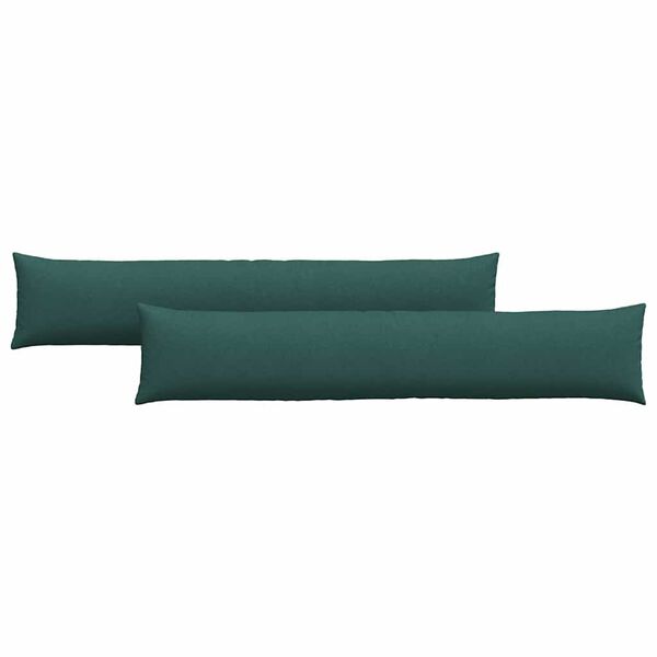 vidaXL Dīvāna spilveni 2 pcs Tum&scaron;i zaļ&scaron; 200 x 40 cm audums