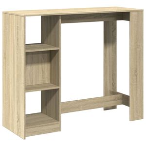 vidaXL bāra galds ar plauktiem, ozolkoka krāsa, 124x46x103,5 cm