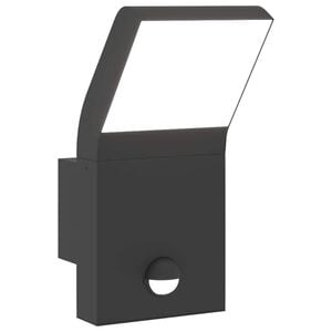 vidaXL āra LED sienas lampa ar sensora, melns, liets alumīnijs