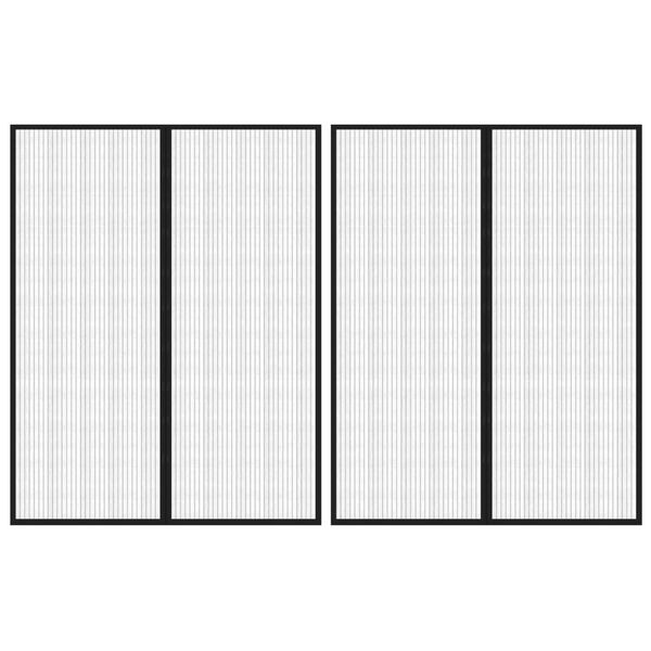 vidaXL durvju moskītu tīkli, 2 gab., ar magnētiem, melni, 230x160 cm