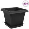 vidaXL Augu podi 24 gab. Melns Plastmasa