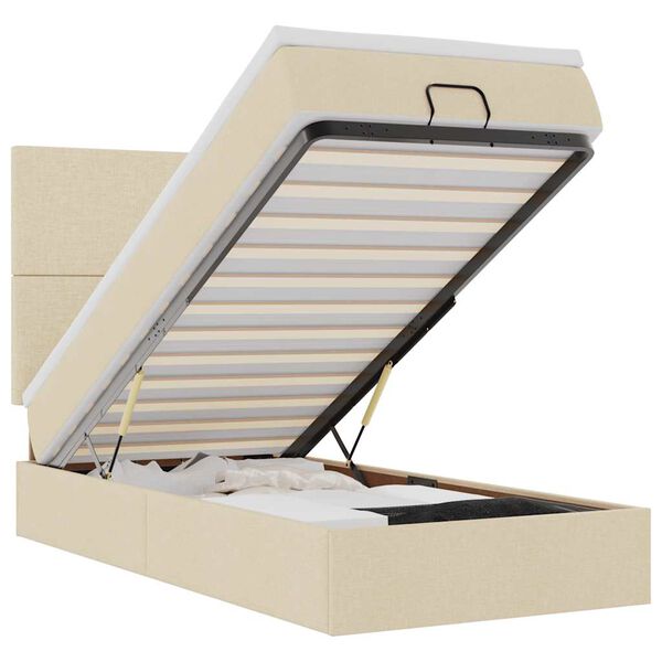 vidaXL Osmaņu gultas rāmis ar matrača krēma 90x190 cm audums