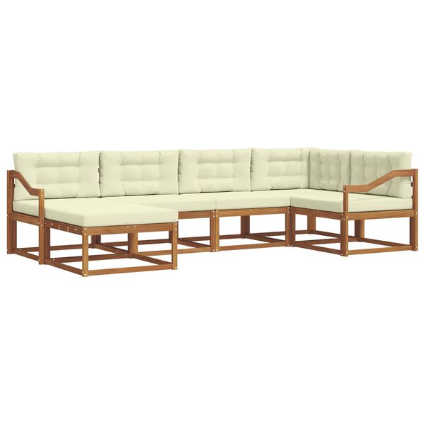 vidaXL Āra dīvānu komplekts ar spilvenu 6 pcs Dabisks un krējuma