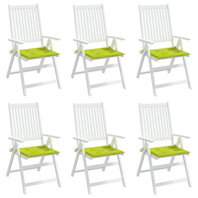 vidaXL dārza krēslu spilveni, 6 gab., spilgti zaļi, 50x50x3 cm, audums