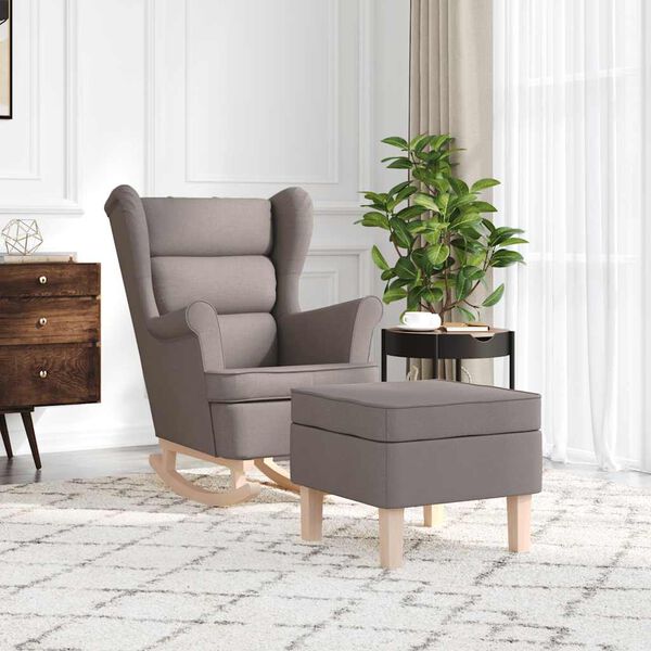 vidaXL &scaron;ūpuļkrēsls ar kājsoliņu, pelēkbrūns audums
