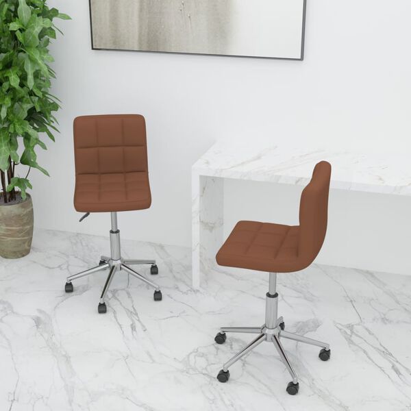 vidaXL grozāmi virtuves krēsli, 2 gab., brūns audums