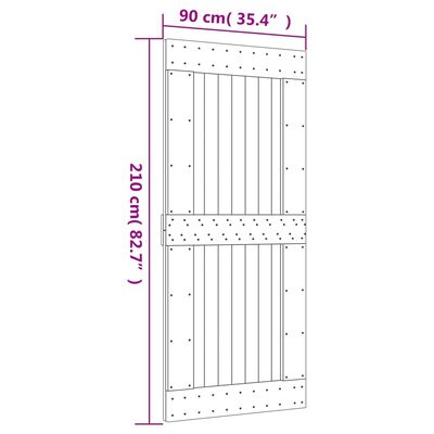 vidaXL bīdāmās durvis ar stiprinājumiem, 90x210 cm, priedes masīvkoks