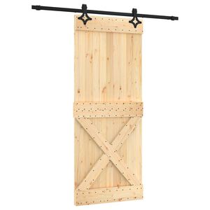 vidaXL Slīdo&scaron;ās durvis 85 x 210 cm Cieta priedes koks (neapstrādāts)