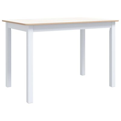 vidaXL virtuves galds, balts ar brūnu, 114x71x75 cm, gumijas masīvkoks