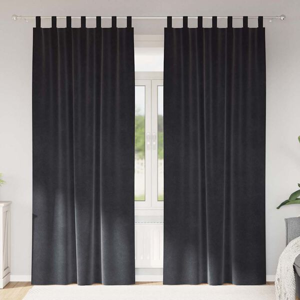 vidaXL Aptum&scaron;ojo&scaron;ie aizkari 2 pcs Tum&scaron;i pelēks 140 x 225 cm Samts