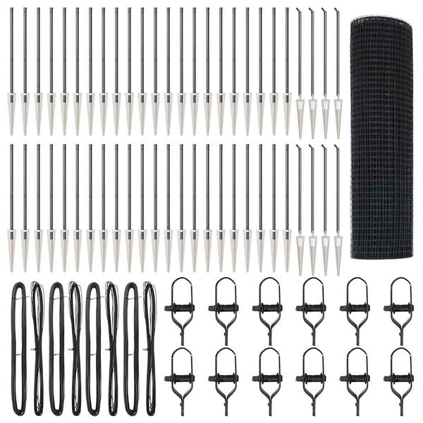 vidaXL Žoga āķis Pelēka 100 x 0,5 m (16 x 16 mm acs) Tērauds un PVC