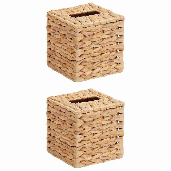 vidaXL Salvetes kastes vāki 2 pcs Ūdens hiacintes 14,5 x 14,5 x 15 cm