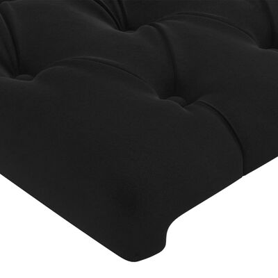 vidaXL gultas galvgalis ar LED, 147x16x118/128 cm, melns samts