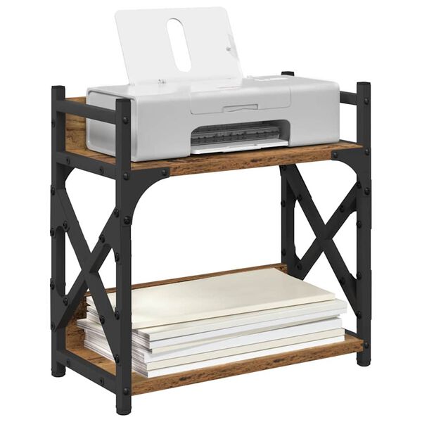 vidaXL Printera statīvs Vecs koks 40 x 20 x 40 cm Inženierijas koks