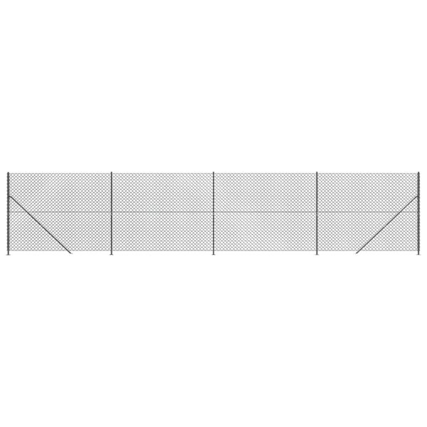 vidaXL stiepļu žogs ar atloku, 1,6x10 m, antracītpelēks