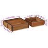vidaXL Paplāte 2 pcs Brūna 29 x 31 x 10 cm Cietais atjaunotais koks