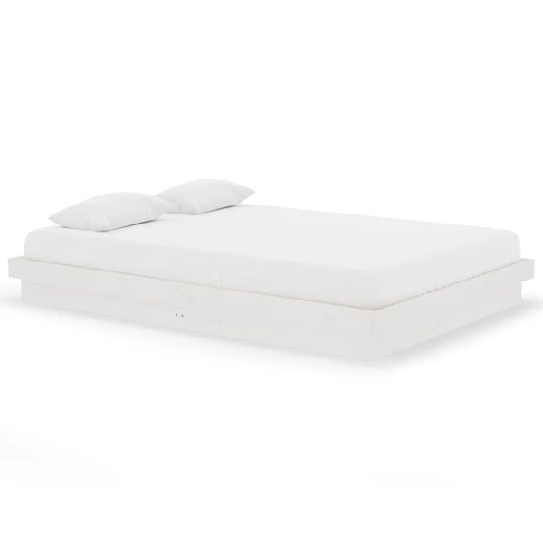 vidaXL gultas rāmis, balts, masīvkoks, 140x200 cm
