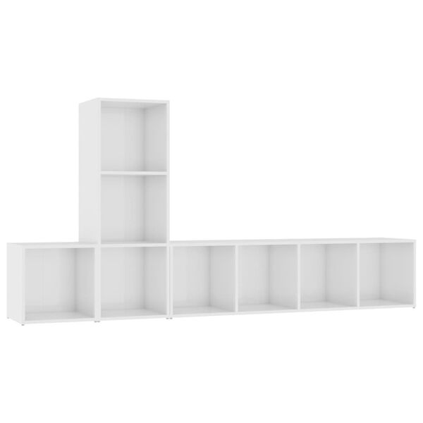 vidaXL 3-daļīgs TV plauktu komplekts, spīdīgi balts, inženierijas koks