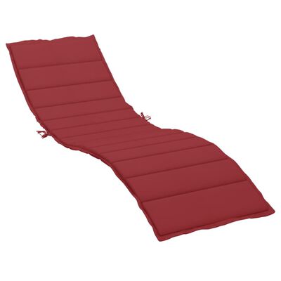 vidaXL sauļošanās krēsla matracis, 200x70x3 cm, audums, vīnsarkans