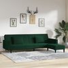 vidaXL 2-vietīga dīvāngulta ar 2 spilveniem un kājsoliņu, zaļ&scaron; samts