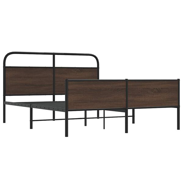 vidaXL gultas rāmis bez matrača, metāls, 150x200 cm, ozolkoka krāsa