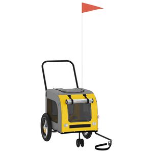 vidaXL Velosipēda piekabe mājdzīvniekiem Dzeltena un pelēka