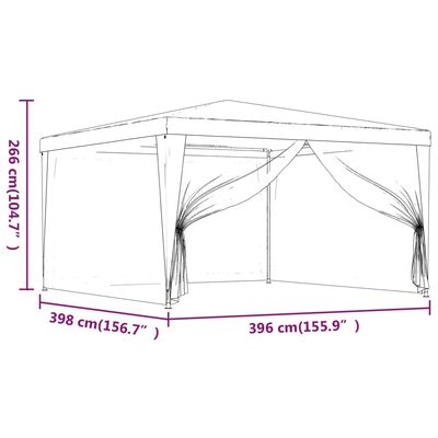 vidaXL svinību telts, ar 4 sieta sienām, 4x4 m, zaļa, HDPE
