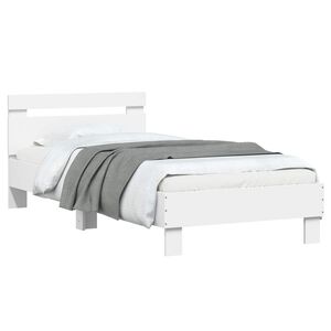 vidaXL Gultas rāmis ar atzveltni Balts 80 x 200 cm Inženierijas koks