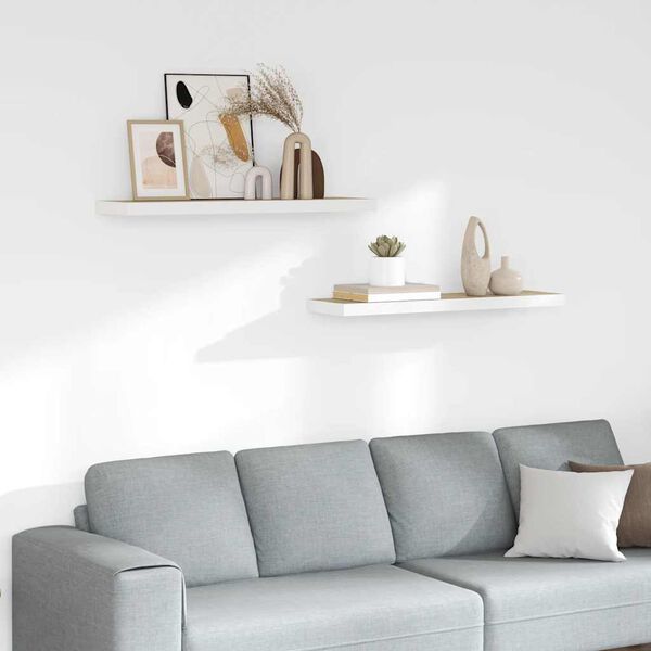 vidaXL sienas plaukti, 2 gab., balti, ozolkoka, 90x23,5x3,8 cm, MDF