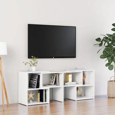 vidaXL TV plaukts, 104x30x52 cm, balts, skaidu plāksne