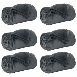 vidaXL Pledu segas 6 gab. Tum&scaron;i pelēka 240 x 270 cm 10.11 kg Flīss
