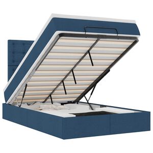 vidaXL Osmaņu gultas rāmis ar matrača zils 120x200 cm audums