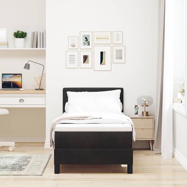 vidaXL Kastītes atsperu gulta ar matraci Melna 80 x 200 cm Samts