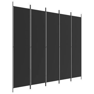 vidaXL 5-paneļu istabas aizslietnis, 250x220 cm, melns audums