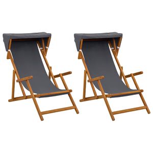 vidaXL Dīvāngalvs 2 pcs 3 Pozīcija Cieta eikalipta koksne Pelēka