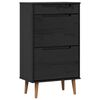 vidaXL Apavu skapis MOLDE 59,5 x 35 x 103 cm Priedes masīvkoks Melns