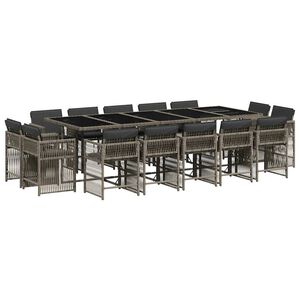 vidaXL 15-daļīgs dārza mēbeļu komplekts ar matračiem, PE rotangpalma