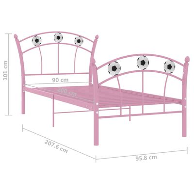 vidaXL gultas rāmis, futbola dizains, rozā metāls, 90x200 cm
