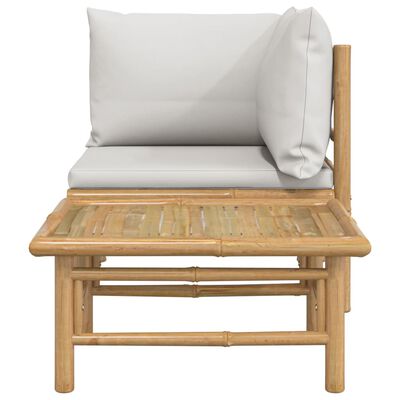 vidaXL 2-daļīgs dārza dīvānu komplekts ar pelēkiem matračiem, bambuss