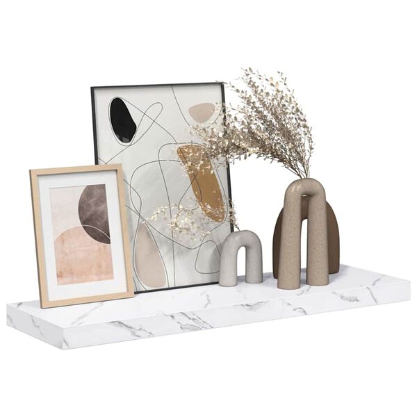 vidaXL Sienas plaukts Balts marmors 90 x 23,5 x 4 cm Inženierijas koks