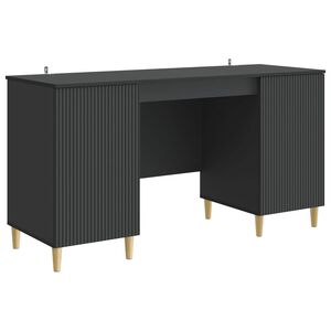 vidaXL Galds ar plauktu Melns 142,5 x 50 x 75 cm Inženierijas koks