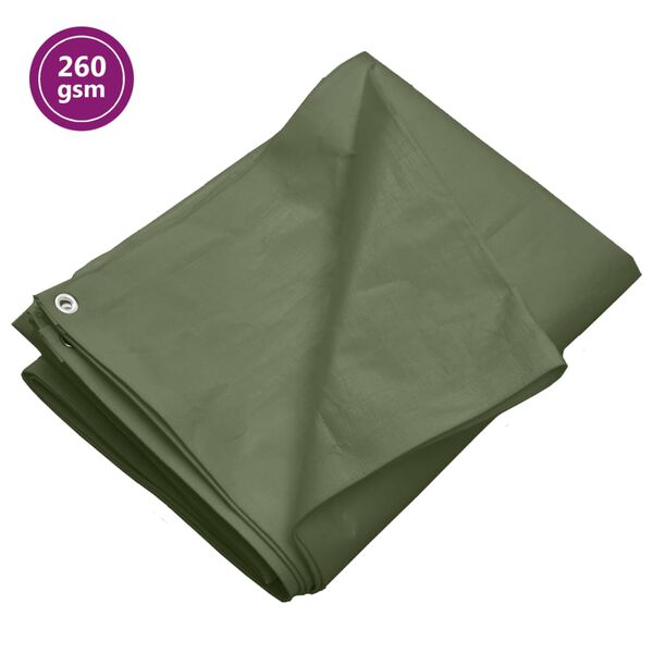vidaXL brezenta pārklājs, 260 g/m&sup2; 8x12 m, zaļ&scaron;, HDPE