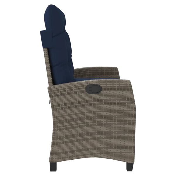 vidaXL atgāžams dārza krēsls ar matračiem, pelēka PE rotangpalma