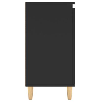 vidaXL kumode ar koka kājām, melna, 60x35x70 cm, skaidu plāksne