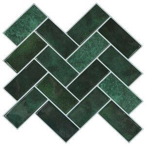 vidaXL Caurspīdīgas flīzes 10 gab. Tum&scaron;i zaļ&scaron; 30 x 30 cm