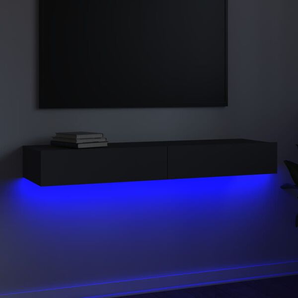 vidaXL TV galdiņ&scaron; ar LED lampiņām, pelēks, 120x35x15,5 cm