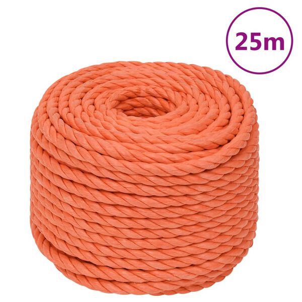 vidaXL darba virve, oranža, 12 mm, 25 m, polipropilēns